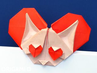 Marque-page Chat Coeur en origami