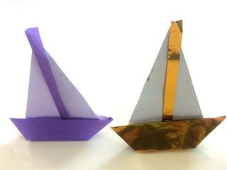 Origami sailboats folded by Ariana and Michaela