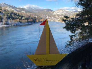 S.S. Poppy Origami Sailboat in the Columbia River