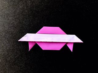 Pink origami flying saucer