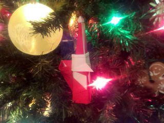 Origami Smiling Santa Claus Christmas Tree Ornament